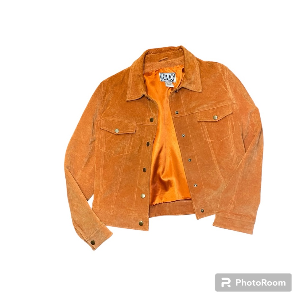 Suede Clio Orange Leather Jacket | Vintage Suede Clio Jacket |